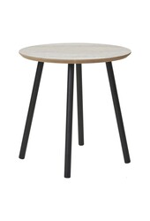 Aalst Bijzettafel - Staal, MDF, Zwart, Beige - Ø40x40 cm