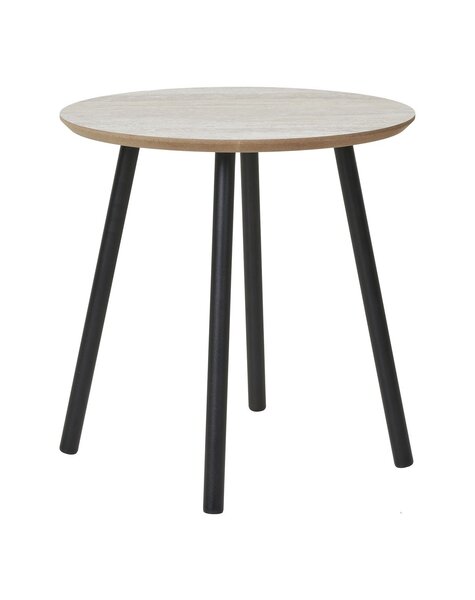 Aalst Bijzettafel - Staal, MDF, Zwart, Beige - Ø40x40 cm