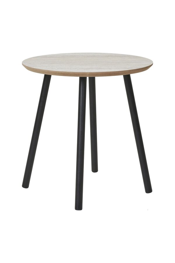 Aalst Bijzettafel - Staal, MDF, Zwart, Beige - Ø40x40 cm