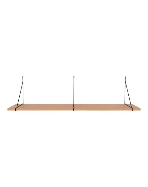 Chiba Wandplank - Wandplank, essenfineer, zwart stalen frame, 120x29 cm