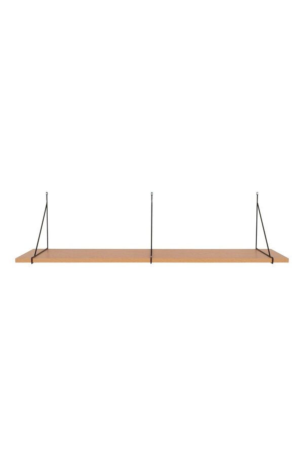Chiba Wandplank - Wandplank, essenfineer, zwart stalen frame, 120x29 cm
