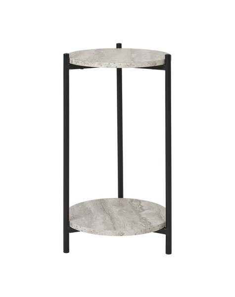 Leuven Bijzettafel - Zwart/Beige, Staal, MDF, Ø27x46cm