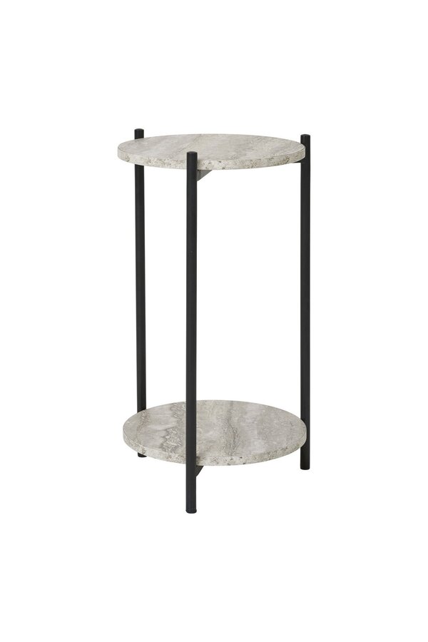 Leuven Bijzettafel - Zwart/Beige, Staal, MDF, Ø27x46cm