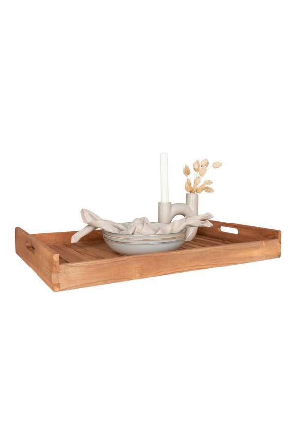 Faro Dienblad - Natuurlijk, Teak, 58x38x7 cm