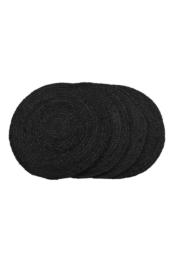 Bombay Placemat - Donkergrijs, Jute, Ø38cm - Set van 4