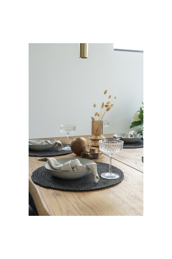 Bombay Placemat - Donkergrijs, Jute, Ø38cm - Set van 4