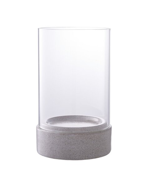 Hurricane Candle Holder - Grijs keramisch/glas, 16x16x25,5 cm