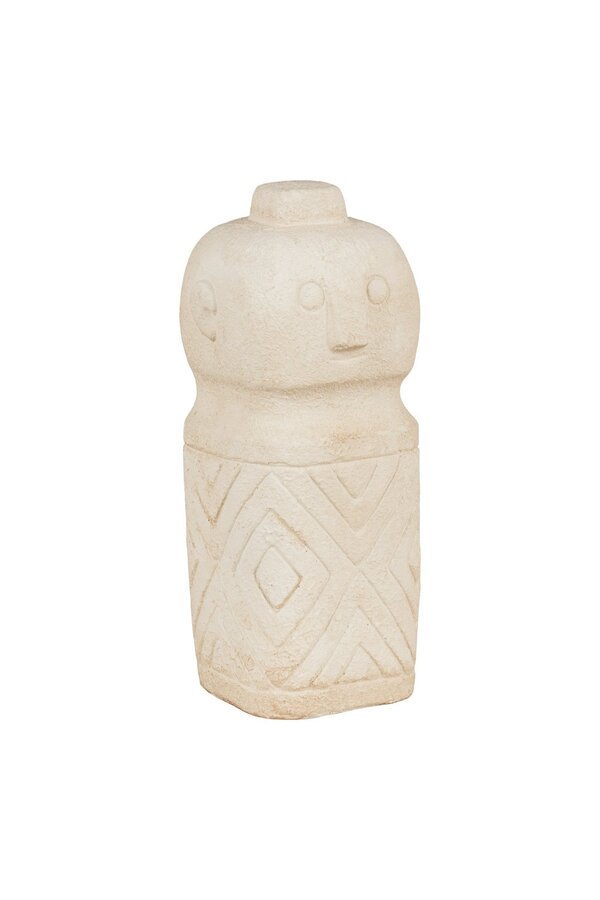 Decoratie - Decoratie in cement, beige, 6,5x6,5x15 cm