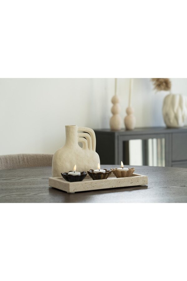Vaas - Vaas, keramiek, beige, 18,5x8x19,5 cm