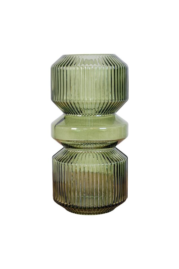 Vaas - Groen, Glas, Ø12x25 cm