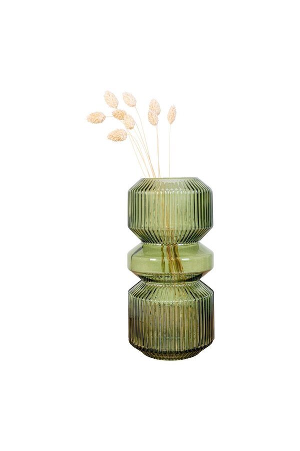 Vaas - Groen, Glas, Ø12x25 cm