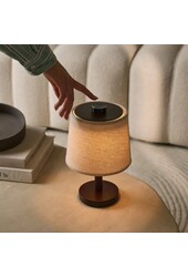 Rover donkerbruine houten lamp – oplaadbare, draadloze en dimbare lampenkap