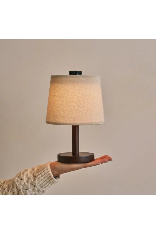 Rover donkerbruine houten lamp – oplaadbare, draadloze en dimbare lampenkap