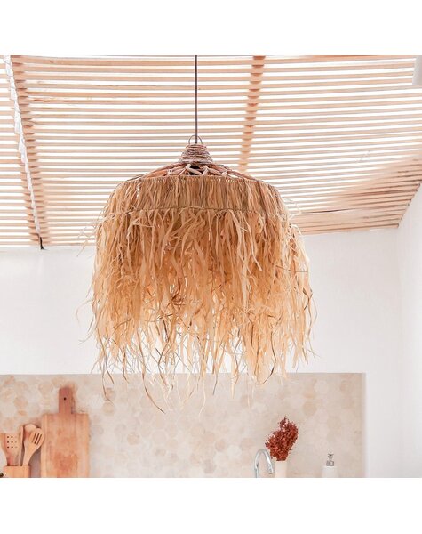 Bastlampe mit langen Fransen | Lampenschirm | Pendelleuchte KAWI (2 Größen)
