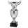 Moderne Zilveren Trofee Beker – Metalen Cup met Handgrepen op Zwarte Voet met Gravure