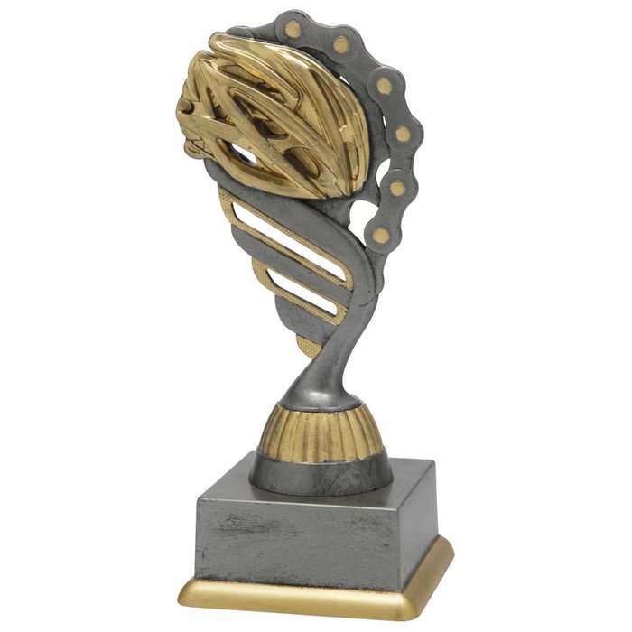 Wielren trofee antiek grijs-goud