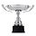 Zilveren Schaal Beker Trofee – Metalen Cup met Handgrepen op Zwarte Voet met Gravure