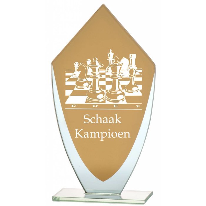 Glazen trofee met goud en Transparant