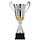 Zilveren Kampioensbeker met Gouden Accent – Metalen Trofee in 3 Formaten op Zwarte Voet met Gravure