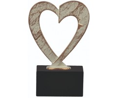 Hart van  metaal op houten voet