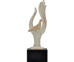 Metalen standaard met duif