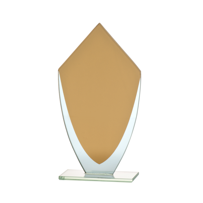 Glazen trofee met goud en Transparant