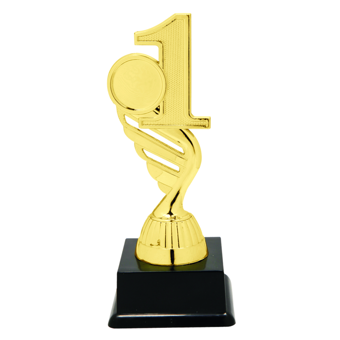 Gouden Nummer 1 Trofee met Graveerplaatje en Sportafbeelding