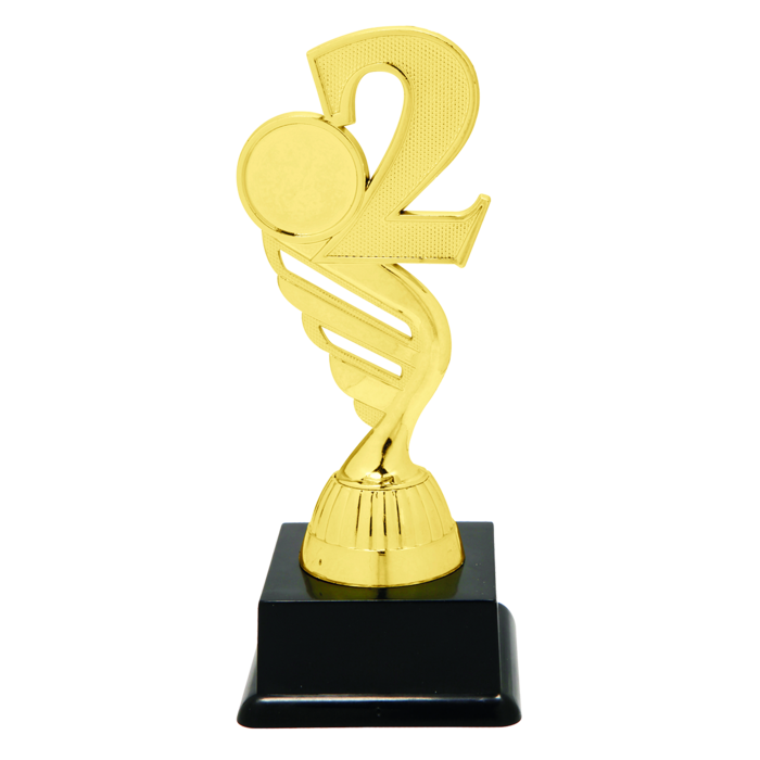 Gouden Nummer 2 Trofee met Graveerplaatje en Sportafbeelding