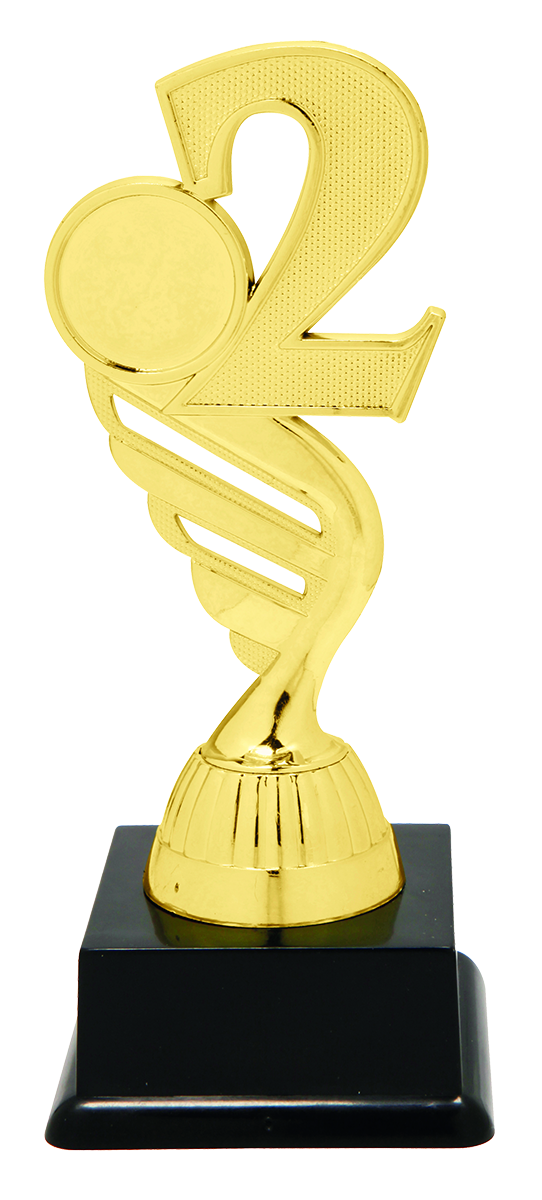 Gouden Nummer 2 Trofee met Graveerplaatje en Sportafbeelding