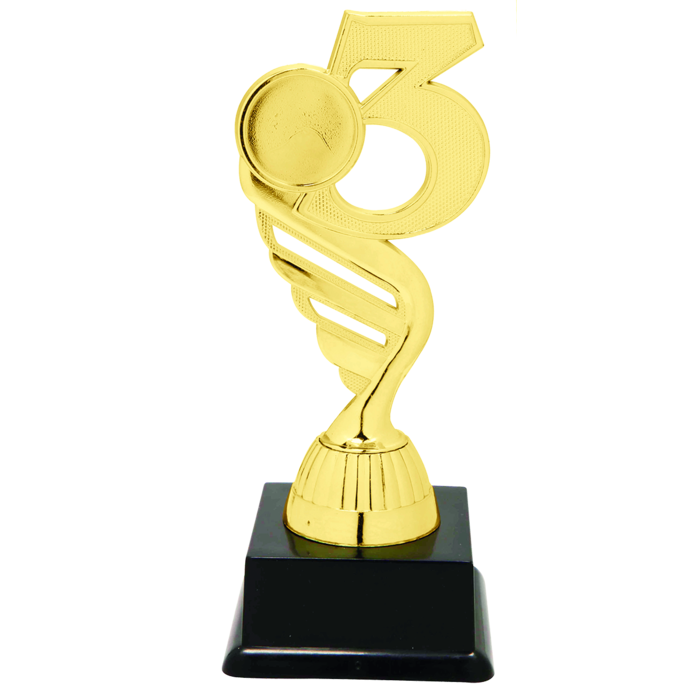 Gouden Nummer 3 Trofee met Graveerplaatje en Sportafbeelding