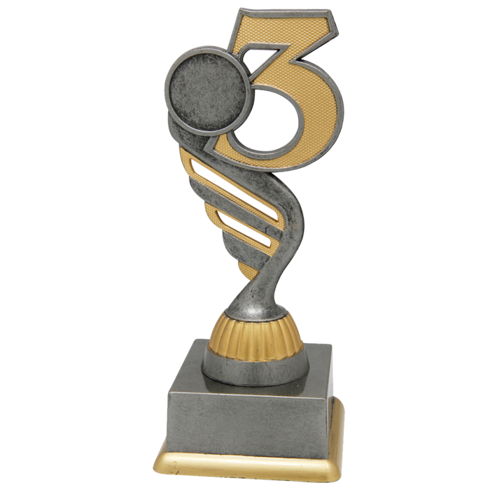 Nummer 3 Trofee Goud-Zilver met Sportafbeelding