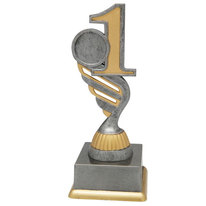 Nummer 1 Trofee Goud-Zilver met Graveerplaatje en Sportafbeelding