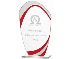 Glas trofee rood - transparant