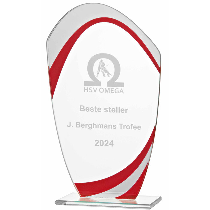 Glas trofee rood - transparant
