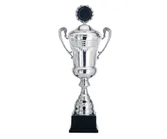 Grote Zilveren Beker Trofee – Metalen Cup op Zwarte Voet