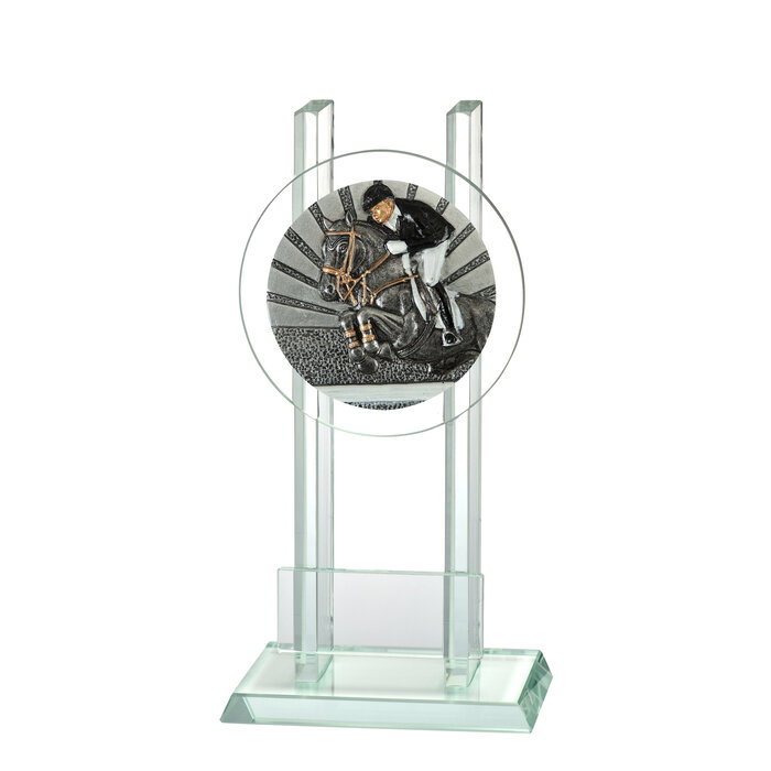 Glazen trofee springruiter