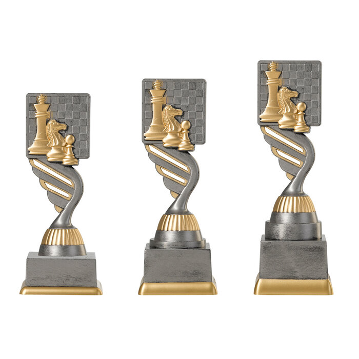 Schaak trofee antiek grijs-goud