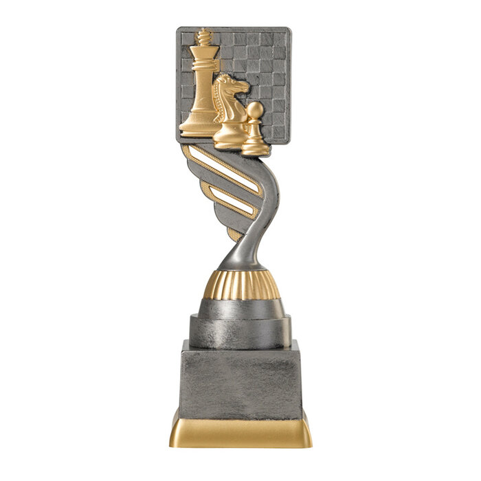 Schaak trofee antiek grijs-goud