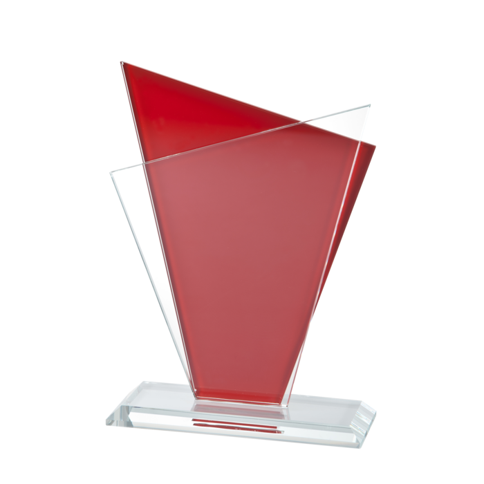 Glazen trofee met rood en Transparant