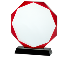 Glas trofee rood 8 kant