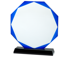 Glas trofee blauw 8 kant