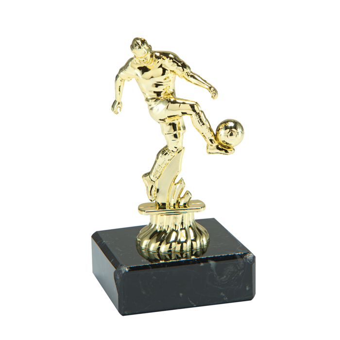 Voetbal figuur op marmer voet