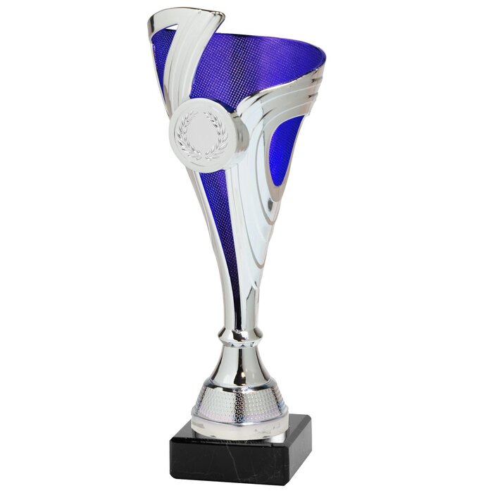 Trofee zilver - blauw