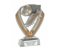 Voetbal trofee met bal,schoen en cup