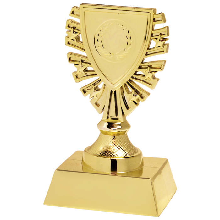 Trofee Goud, zilver en brons met schildje