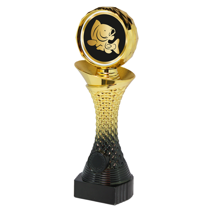 Vissport Trofee – Goud/Zwarte Beker in 3 Hoogtes