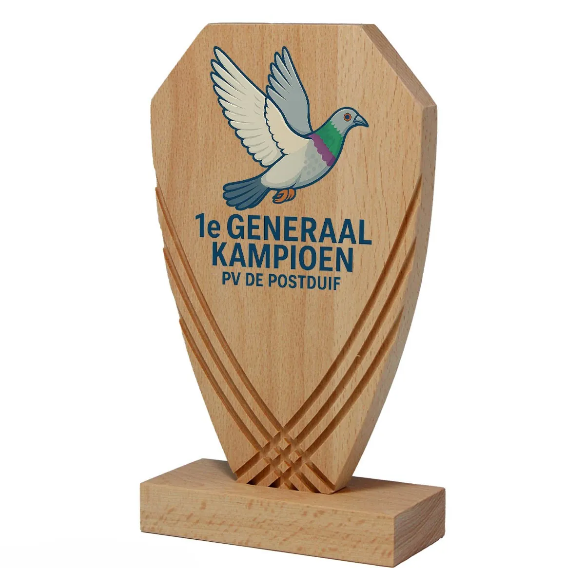 Houten Sporttrofee met Eigen Ontwerp – Full Color UV Bedrukking