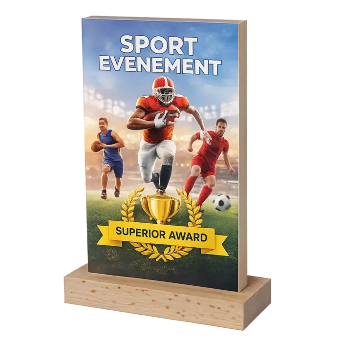 Houten Trofee met Eigen Ontwerp – Full Color UV Print