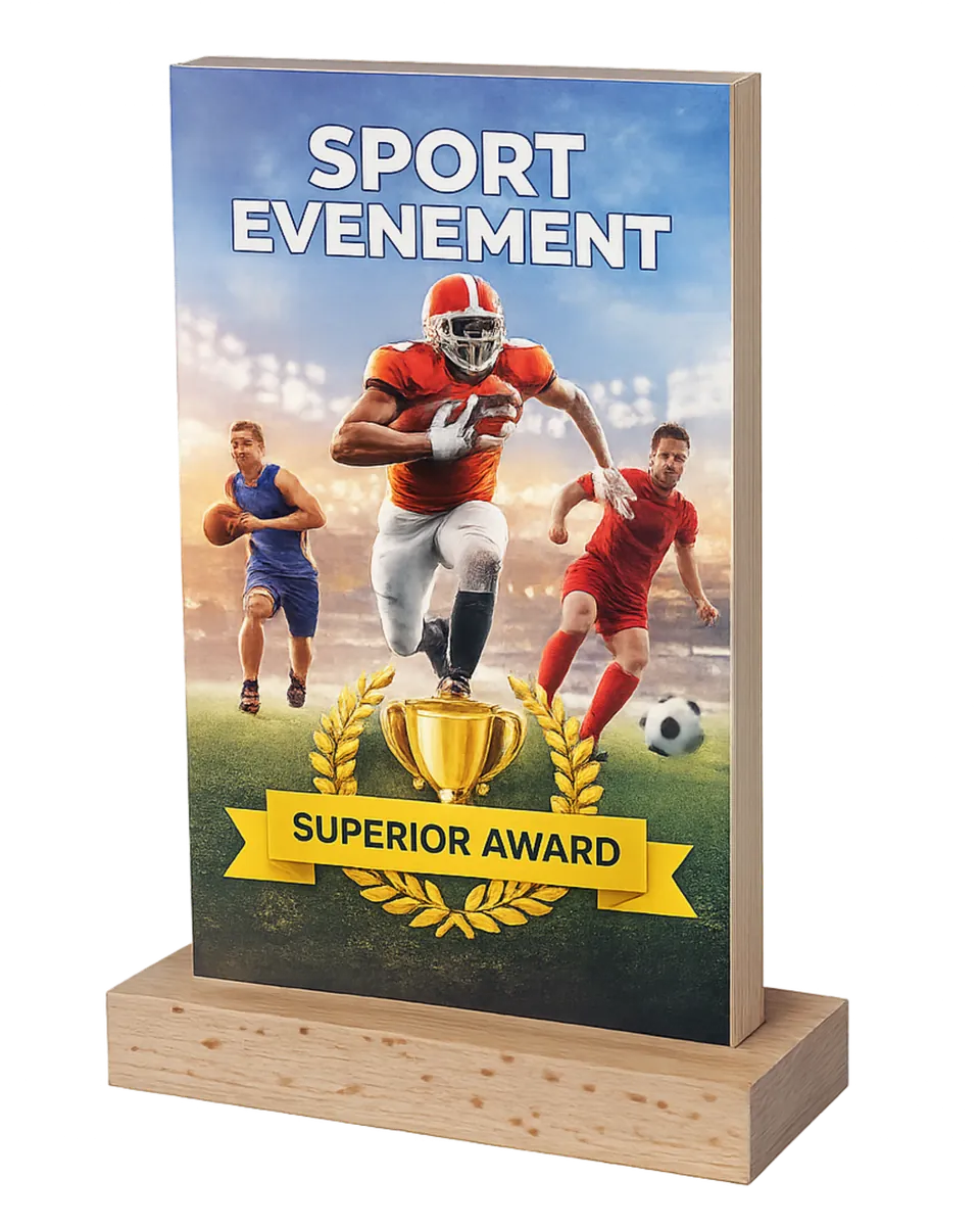 Houten Trofee met Eigen Ontwerp – Full Color UV Print