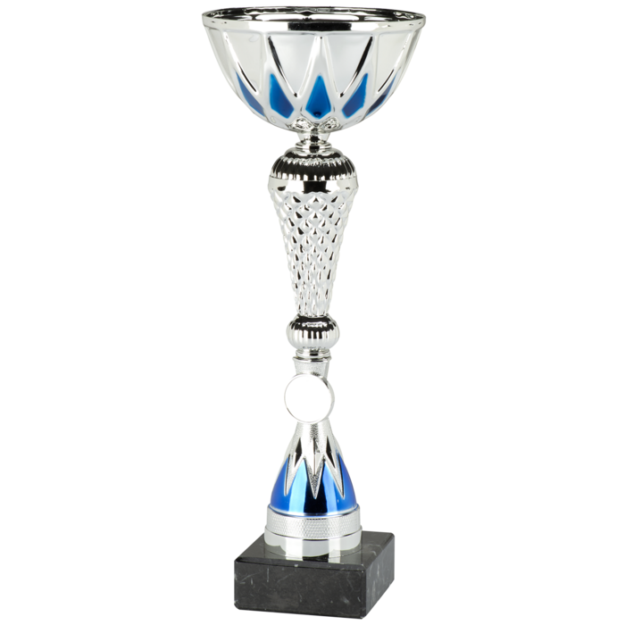 Sporttrofee met metalen cup en marmeren voet, personaliseerbaar